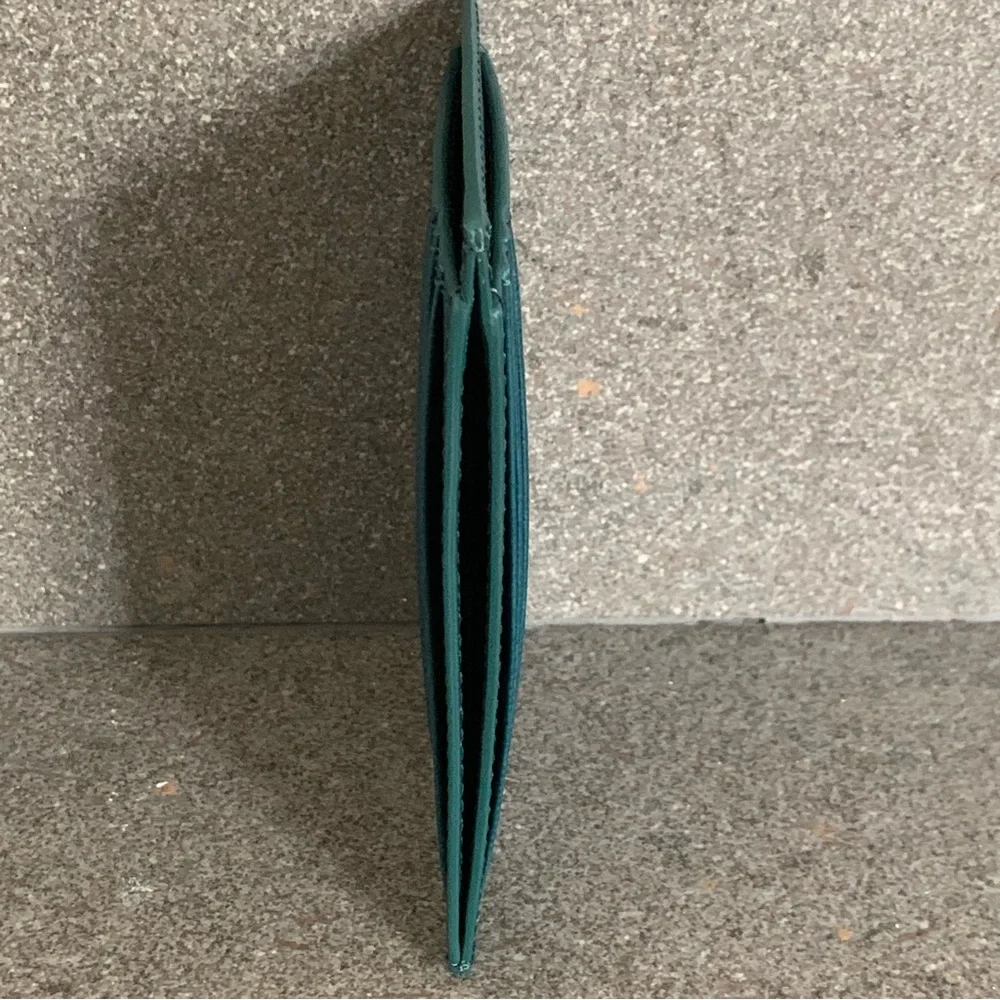 BURBERRY London Leather Card Case Wallet in Dark Teal, NEW
